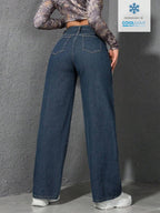 SHEIN ICON Casual Relaxed-Fit High-Waist Straight Leg Denim Jeans
