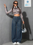 SHEIN ICON Casual Relaxed-Fit High-Waist Straight Leg Denim Jeans