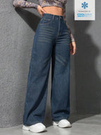 SHEIN ICON Casual Relaxed-Fit High-Waist Straight Leg Denim Jeans