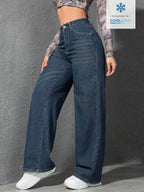 SHEIN ICON Casual Relaxed-Fit High-Waist Straight Leg Denim Jeans