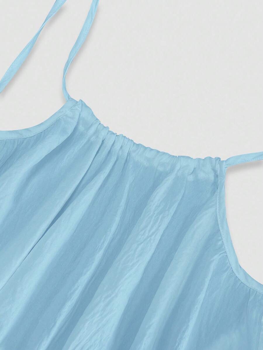 Cévolie Women's Solid Color Open Back Tie Loose Casual Maxi Slip Dress