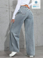 SHEIN ICON Casual Relaxed-Fit High-Waist Straight Leg Denim Jeans