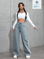 SHEIN ICON Casual Relaxed-Fit High-Waist Straight Leg Denim Jeans