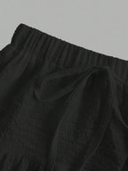 MainGRL Women Solid Color High Waist Tie Ruffled Hem Maxi Skirt