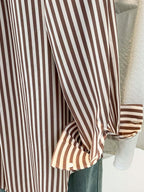 Women's Casual Basic Striped Pointed Collar Long Sleeve Shirt Blouse With Button Pockets, Suitable For Daily Office Wear, Autumn/Winter/Spring