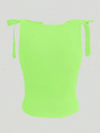 GlowEve Women's Summer Tank Top, Black, Round Neck, Sleeveless, Tie Shoulder Design, Slim Fit, Versatile & Fashionable