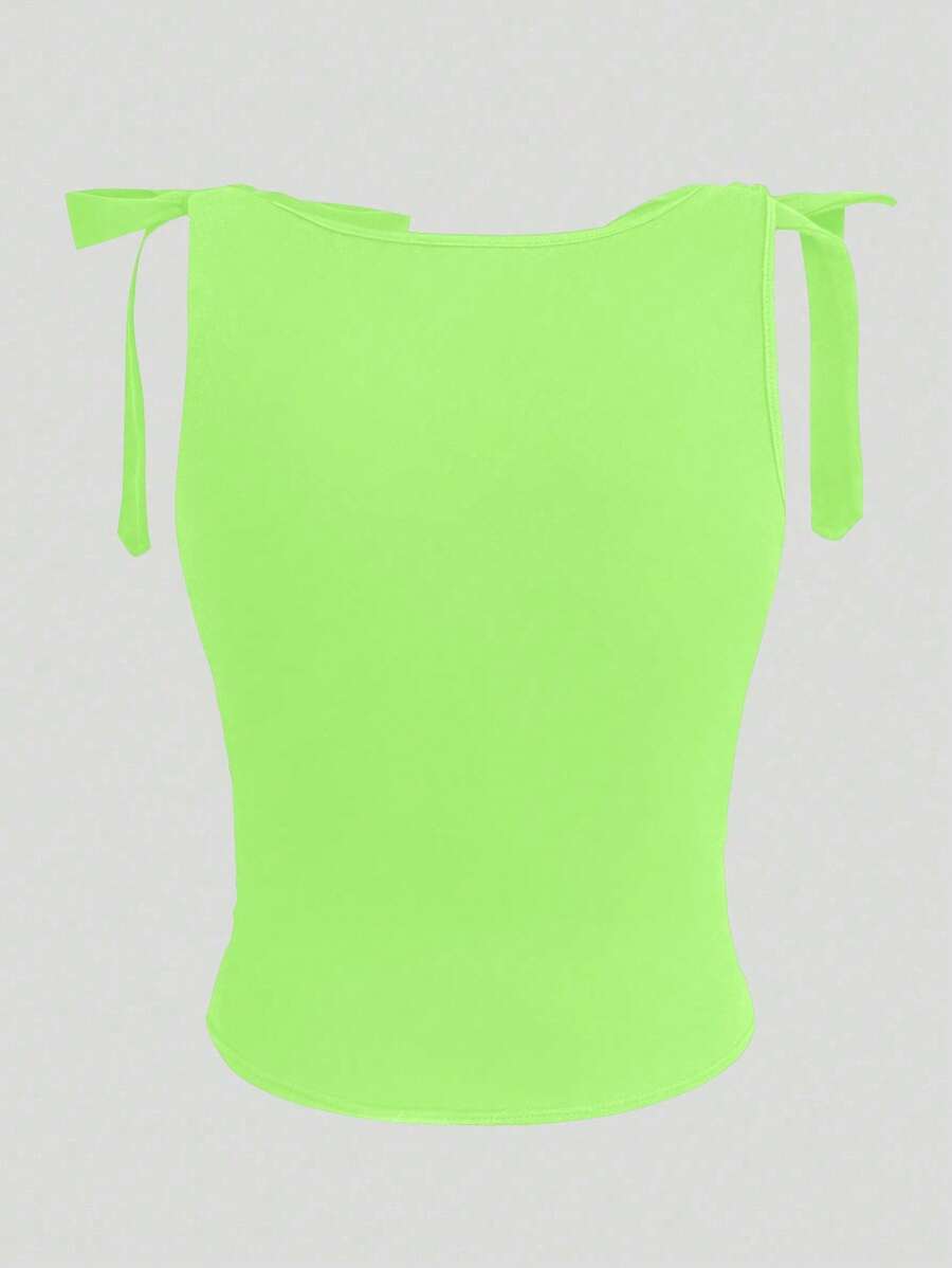 GlowEve Women's Summer Tank Top, Black, Round Neck, Sleeveless, Tie Shoulder Design, Slim Fit, Versatile & Fashionable