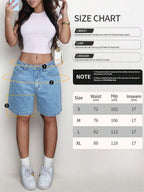 Women's Plain Color Bermuda Denim Shorts, Simple & Fashionable, Suitable For Summer