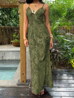 SHEIN Unity Paisley Print V-Neck Backless Tie-Up Button Design Maxi Dress