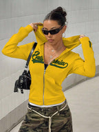 StreetHx Retro American Style Fitted Zip Up Hoodie Jacket For Women,Graduation,Teacher,Back To School Pullover Fall