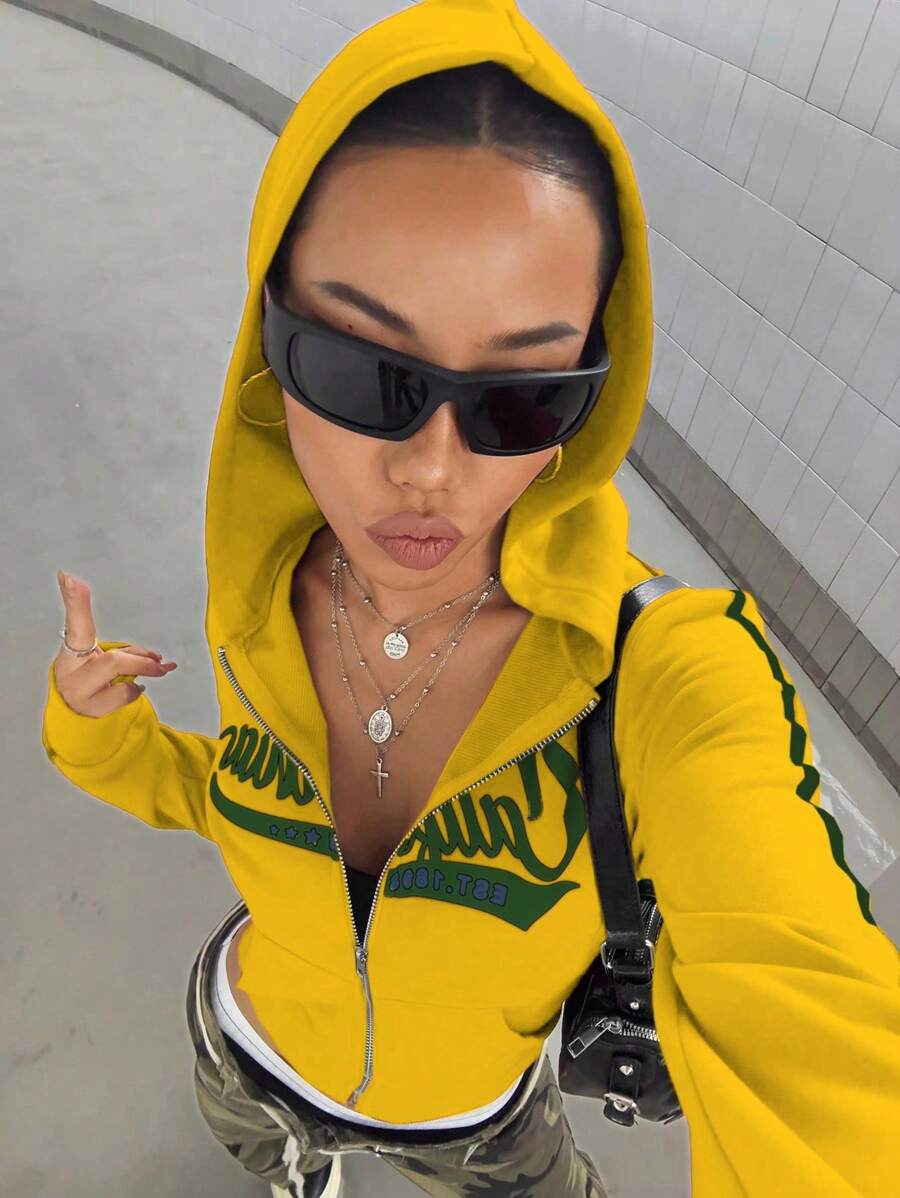 StreetHx Retro American Style Fitted Zip Up Hoodie Jacket For Women,Graduation,Teacher,Back To School Pullover Fall