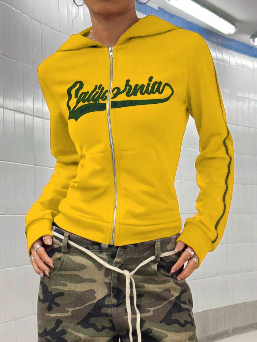 StreetHx Retro American Style Fitted Zip Up Hoodie Jacket For Women,Graduation,Teacher,Back To School Pullover Fall