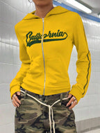 StreetHx Retro American Style Fitted Zip Up Hoodie Jacket For Women,Graduation,Teacher,Back To School Pullover Fall