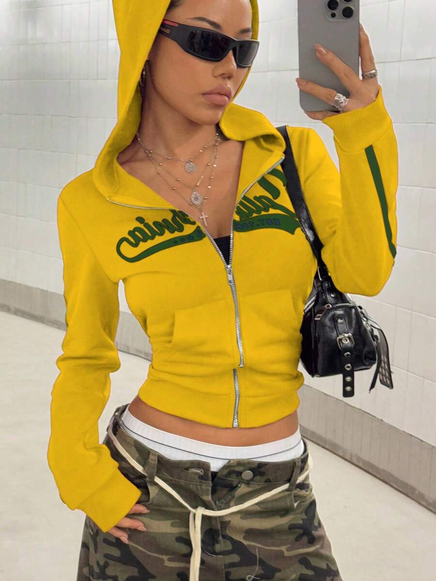 StreetHx Retro American Style Fitted Zip Up Hoodie Jacket For Women,Graduation,Teacher,Back To School Pullover Fall