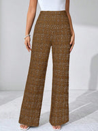 SHEIN Clasi Summer Elegant Women's Plaid Printed Elastic Knitted Pants, Suitable For Various Occasions, Suitable For Summer Vacation, Elegant Travel, And Daily Commuting Business Casual Woman