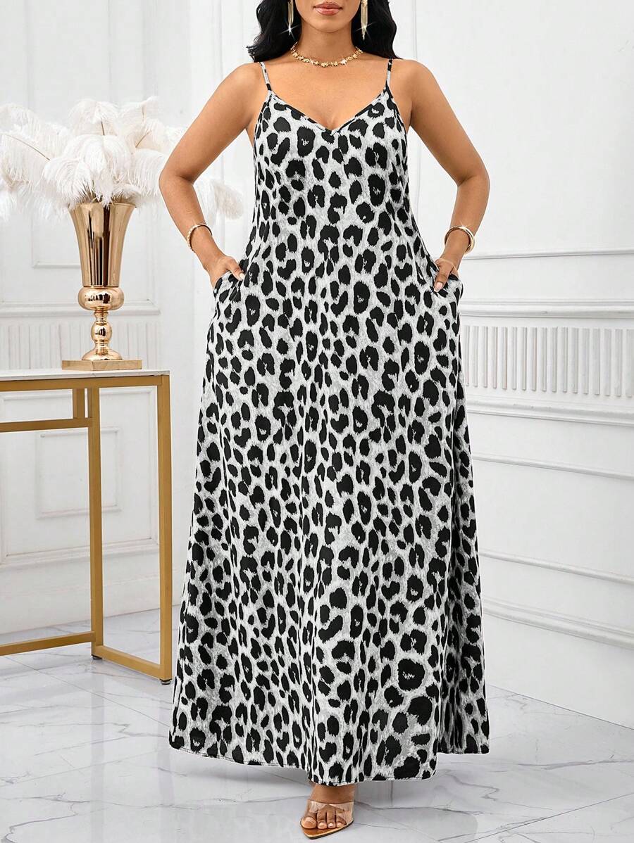 SHEIN Lady Leopard Print Women Maxi Dresses Women Lady Boho Backless Women Ladies Baggy Maxi Dress Women Dresses Loose Strapless Birthday&Event Dresses /Holiday Dresses Vacation Outfits Women Boho/Bohemia/Boho Women's Clothing Halter Top African Woman Clothing Women Dresses Summer Tropical Dresses For Women New Arrivals Women Dress Beach Dress Easter Dresses / Easter Dress Women / Easter Outfit Women Summer Dresses For Women