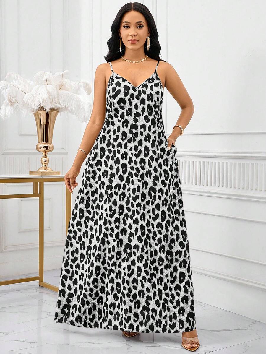 SHEIN Lady Leopard Print Women Maxi Dresses Women Lady Boho Backless Women Ladies Baggy Maxi Dress Women Dresses Loose Strapless Birthday&Event Dresses /Holiday Dresses Vacation Outfits Women Boho/Bohemia/Boho Women's Clothing Halter Top African Woman Clothing Women Dresses Summer Tropical Dresses For Women New Arrivals Women Dress Beach Dress Easter Dresses / Easter Dress Women / Easter Outfit Women Summer Dresses For Women