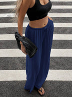 Siren Gaze Women Linen Low-Waist Straight Leg Casual Pants, Summer Holiday Style Business Casual Woman,Linen Pants Black