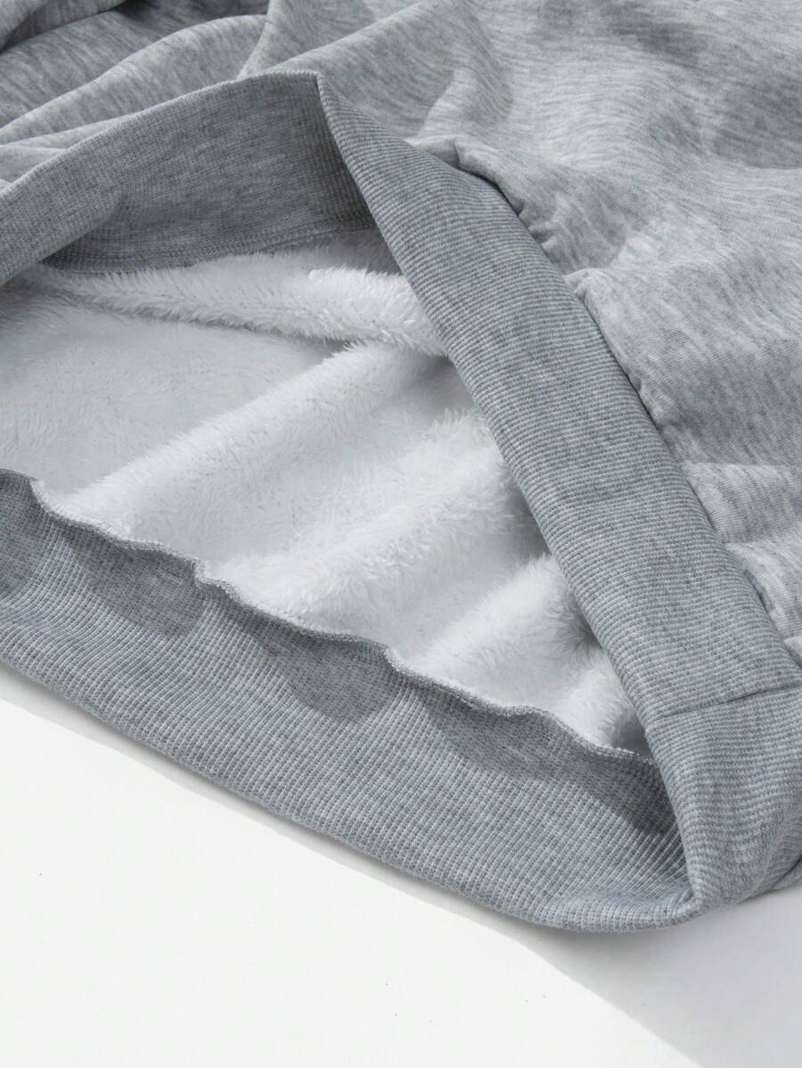 Attitoon Women's Loose Half-Zip High Neck Fleece Sweatshirt, Suitable For Autumn/Winter, Vintage, American Casual Style, 1997 Print,Fall,Chic,Grey,