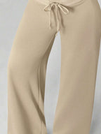 SHEIN PETITE Comfortable And Casual Plain Knitted Low-Rise Wide-Leg Women's Sweatpants Baggy