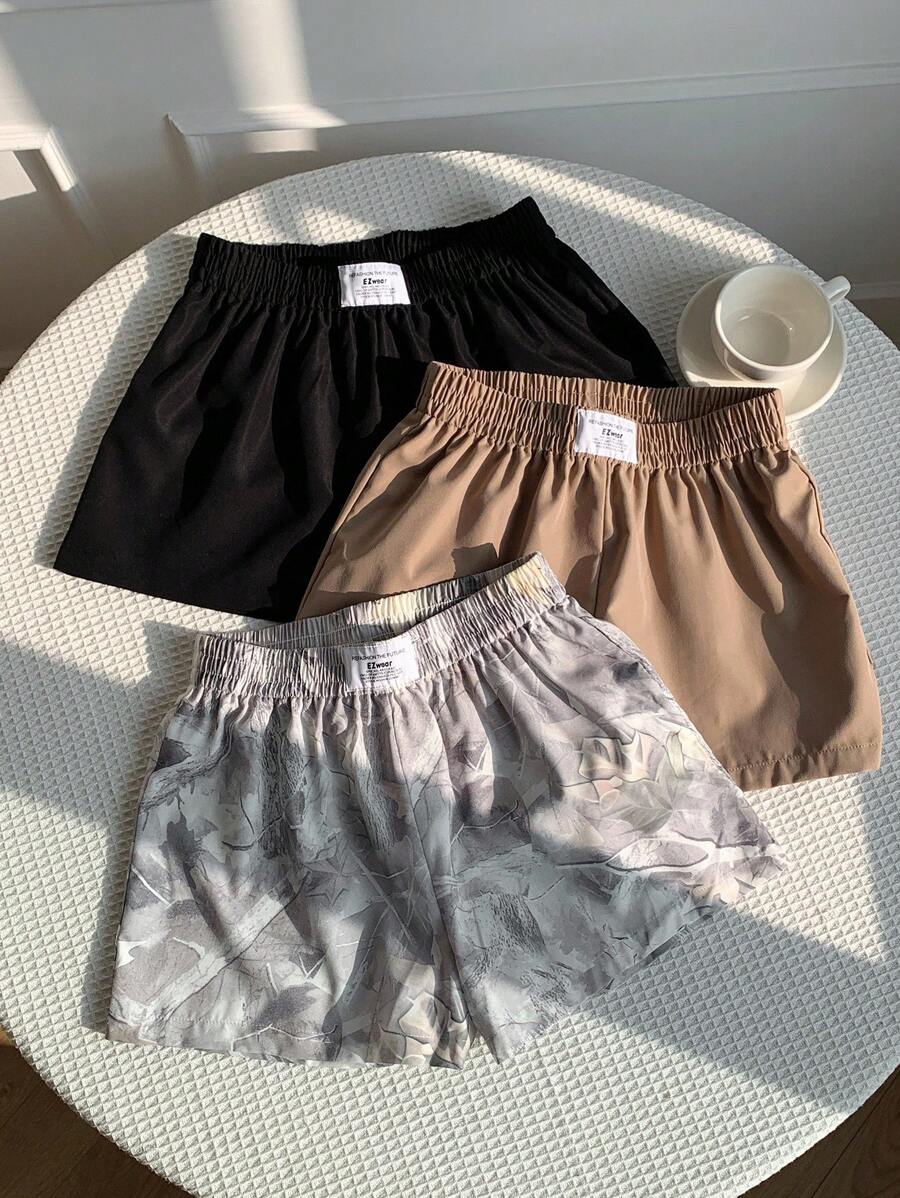 Comfortcana 3pcs Comfortable Women's Short Length Casual Shorts In Woven Fabric For Everyday Looks Shorts Pack Camo Print Shorts