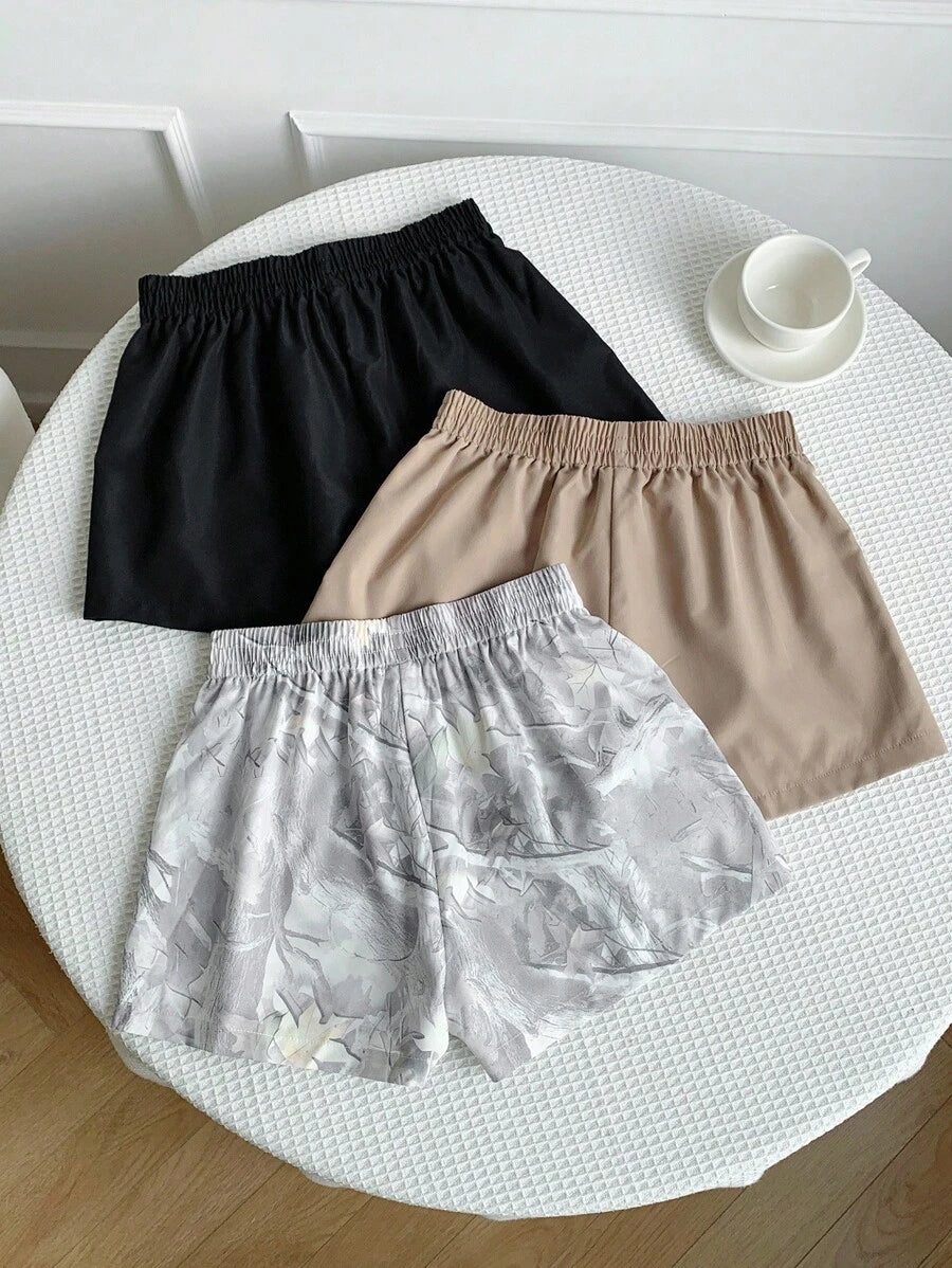 Comfortcana 3pcs Comfortable Women's Short Length Casual Shorts In Woven Fabric For Everyday Looks Shorts Pack Camo Print Shorts