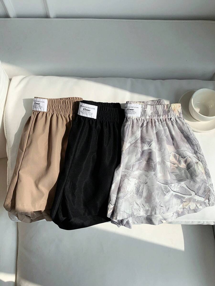 Comfortcana 3pcs Comfortable Women's Short Length Casual Shorts In Woven Fabric For Everyday Looks Shorts Pack Camo Print Shorts