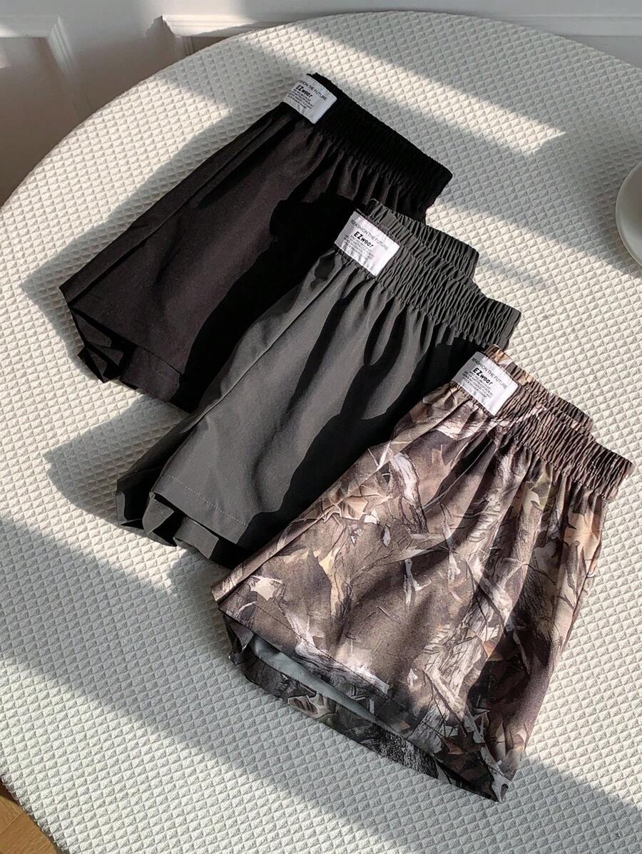 Comfortcana 3pcs Comfortable Women's Short Length Casual Shorts In Woven Fabric For Everyday Looks Shorts Pack Camo Print Shorts
