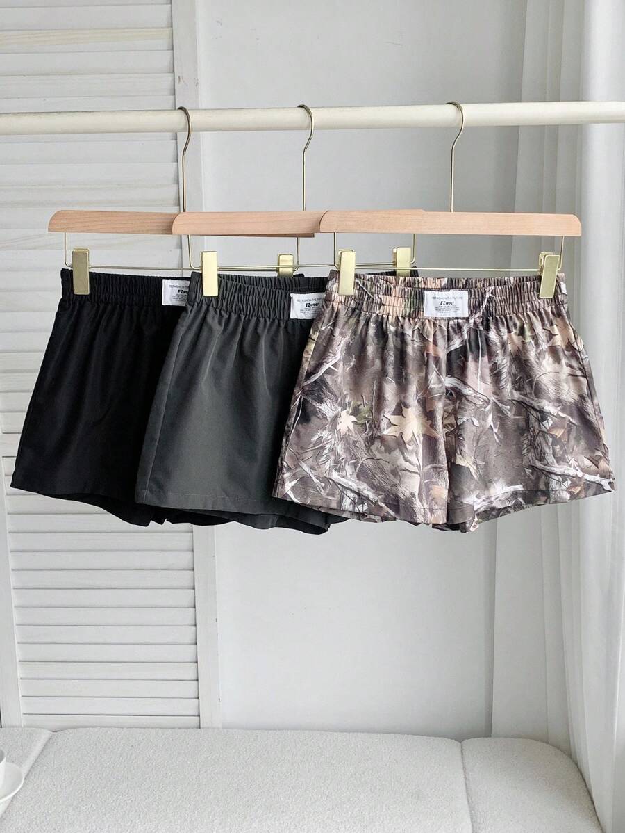 Comfortcana 3pcs Comfortable Women's Short Length Casual Shorts In Woven Fabric For Everyday Looks Shorts Pack Camo Print Shorts