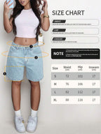 Women's Plain Color Bermuda Denim Shorts, Simple & Fashionable, Suitable For Summer