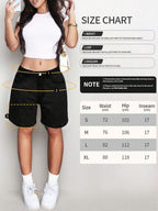 Women's Plain Color Bermuda Denim Shorts, Simple & Fashionable, Suitable For Summer