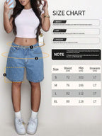 Women's Plain Color Bermuda Denim Shorts, Simple & Fashionable, Suitable For Summer