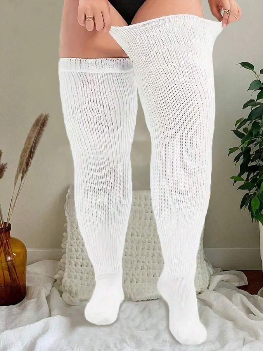 Plus Size Thigh High Socks For  - Extra Wide & Long Knit Thigh High Socks, Cozy