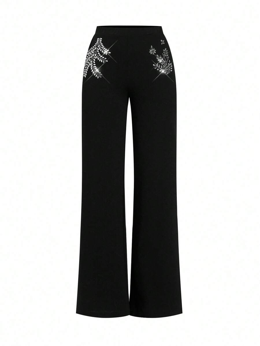 SHEIN Clasi Summer Elegant Women's Plaid Printed Elastic Knitted Pants, Suitable For Various Occasions, Suitable For Summer Vacation, Elegant Travel, And Daily Commuting Business Casual Woman