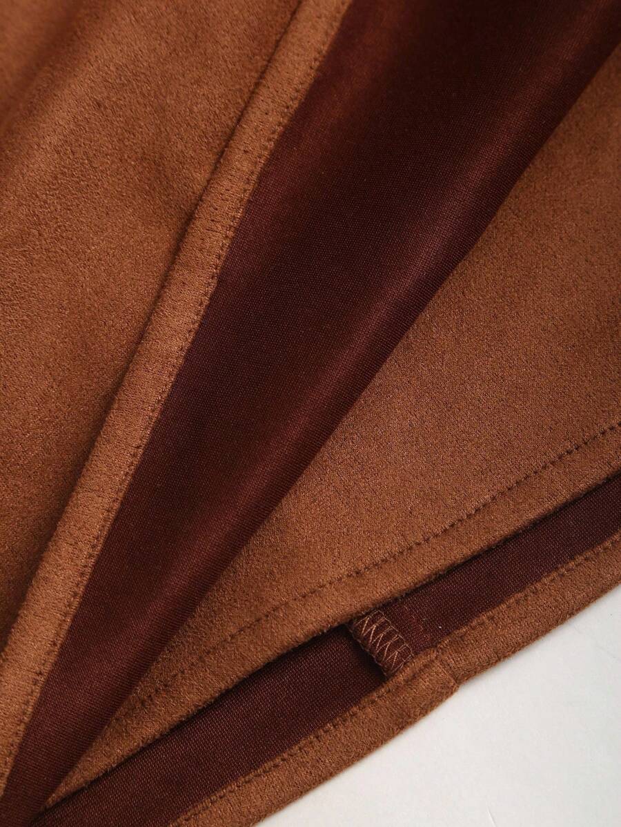 Sweetra Vintage Italian Style Maillard Color Pleated Bodycon Skirt, Sexy & Alluring For Autumn/Winter