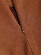 Sweetra Vintage Italian Style Maillard Color Pleated Bodycon Skirt, Sexy & Alluring For Autumn/Winter