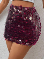 BamGleam Sequin Mini Bodycon Skirt For Holiday Party Clothes