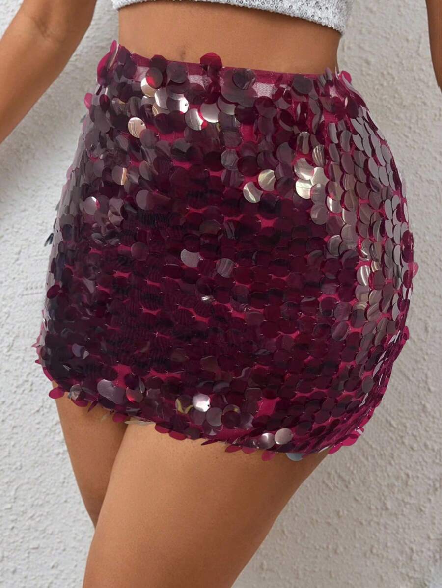BamGleam Sequin Mini Bodycon Skirt For Holiday Party Clothes