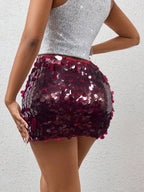 BamGleam Sequin Mini Bodycon Skirt For Holiday Party Clothes