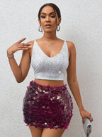 BamGleam Sequin Mini Bodycon Skirt For Holiday Party Clothes