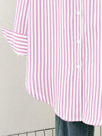 Women's Casual Basic Striped Pointed Collar Long Sleeve Shirt Blouse With Button Pockets, Suitable For Daily Office Wear, Autumn/Winter/Spring