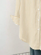 Women's Casual Basic Striped Pointed Collar Long Sleeve Shirt Blouse With Button Pockets, Suitable For Daily Office Wear, Autumn/Winter/Spring