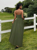 MainGRL Women's Casual Long Dress In Beige Color, Summer,Butter Yellow Dress