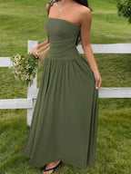 MainGRL Women's Casual Long Dress In Beige Color, Summer,Butter Yellow Dress