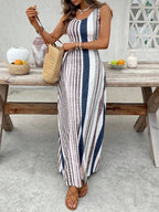 EMERY ROSE Women's Retro Striped Sleeveless Round Neck Dress