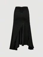 SHEIN MOD High Waist Ruffle Asymmetrical Hem Skirt Brown Midi Skirt Tie Skirt Wrap Skirt Asymmetrical Skirt Brown Tie Skirt