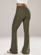 Flexra Women Flared Pocket Casual All-Match Denim Flared Jeans Y2k Bootcut Jeans