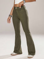 Flexra Women Flared Pocket Casual All-Match Denim Flared Jeans Y2k Bootcut Jeans