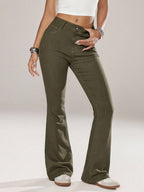 Flexra Women Flared Pocket Casual All-Match Denim Flared Jeans Y2k Bootcut Jeans