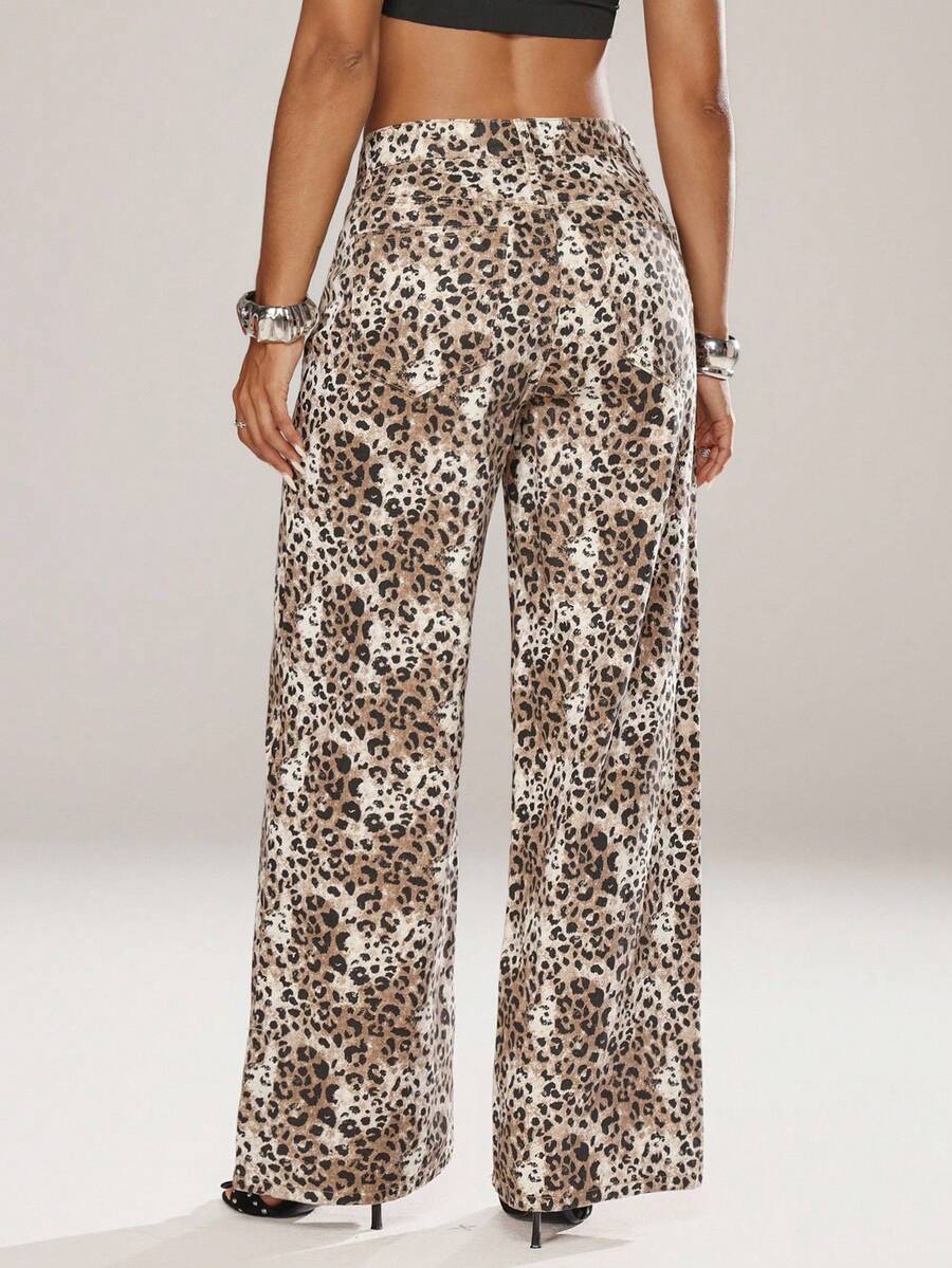 SHEIN ICON Women's Loose Fit Wide Leg Pockets Casual Versatile Jeans Pants